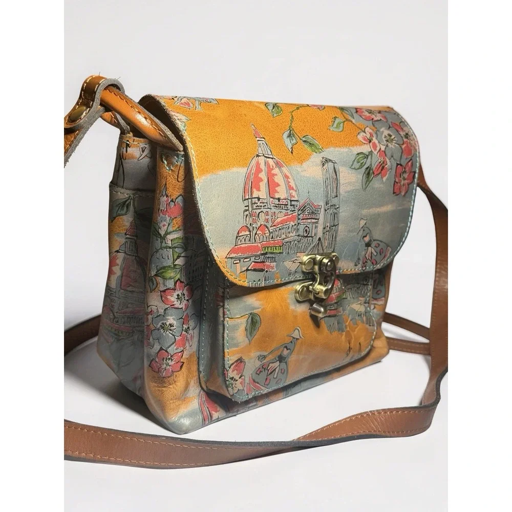 Patricia Nash Leandra Crossbody Leather Purse Beautiful Girl Floral Design EUC